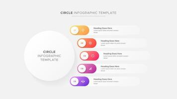 cinco 5 5 pasos opciones circulo negocio infografía moderno diseño modelo vector