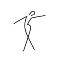 Woman figure line icon. Dancer, ballerina or theater performance. Sketch of activity posing. Vector