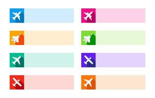 Aircraft or Airplane Flat Minimal Icons and Buttons Set Collection Vector