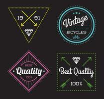 Vector Set of 4 of Vintage Retro Style Premium Design Labels Black and White