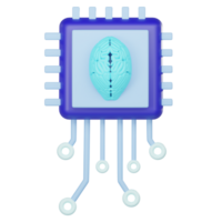 3d artificial inteligencia chip icono png