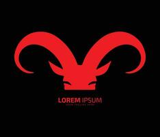 minimal and abstract goat or devil logo icon silhouette vector with long horn on dark background