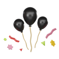 3d le rendu de noir des ballons et ruban png