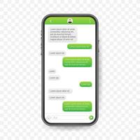 Chat Interface Application with Dialogue window. Clean Mobile UI Design Concept. Sms Messenger. Vector stock illustration