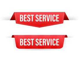 Best service red ribbon. Premium service label. Vector illustration