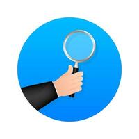 Magnifying glass hand for web background design. Magnifying glass icon. Vector stock illustration
