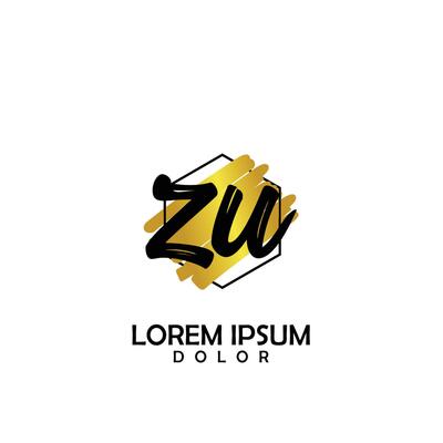 ZU Initial Brush In Circle Frame Template Design