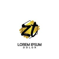 ZT Initial Brush In Circle Frame Template Design vector