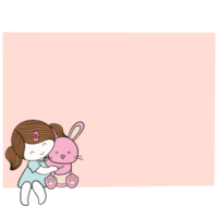 Note paper child and rabbit png