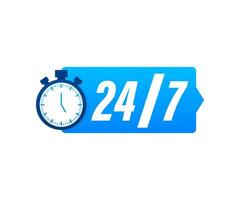 23 7 service concept. 24 7 open. Support service icon. Vector stock illustration