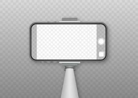 Monopod Selfie stick with empty smartphone screen. Stick for selfie. Vector stock illustration