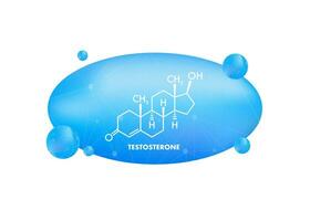 Testosterone formula. Vector thin line icon of testosterone molecular structure.