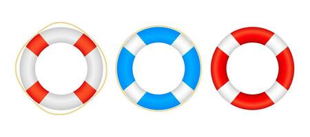 Realistic Style, set lifebuoy Isolated on White Background. Vector stock illustration