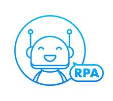 RPA Robotic process automation. Artificial intelligence, machine learning. Vector stock illustration