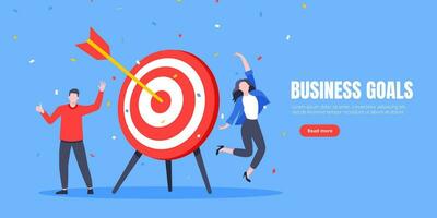 Goal achievement business concept sport target icon and arrow in the bullseye. vector