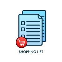 Shopping list flat icon. Vector stock illustration