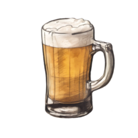 Beer mug isolated. Alcoholic drink. Pencil Drawn Illustration. AI Generative png