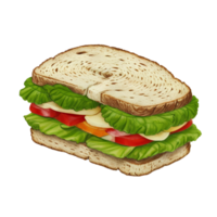 sandwich. vite aliments. crayon tiré illustration. ai génératif png