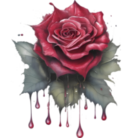 rot Rose mit Aquarell spritzt . Blumen- Design Element ai generativ png