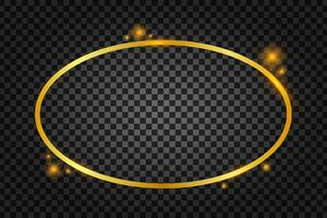 Vector golden frame with lights effects. Rectangle banner. Glowing magic frame. Vector illustrtaion.