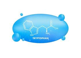 triptófano fórmula. triptófano o l triptófano, viaje, w aminado ácido molécula. vector