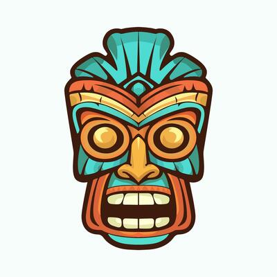 Illustration of tiki mask. Design element for decorations. Simple vector illustration.