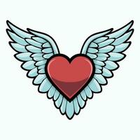 Heart with wings basic cute logo vector isolated on white background.
