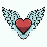 Heart with wings basic cute logo vector isolated on white background.