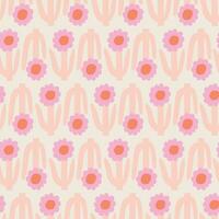 Beautiful floral pattern in retro style. Vector seamless texture with cute flowers. Hand drawn flowers background