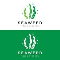 Natural seaweed and coral reef logo design template vector illustration.