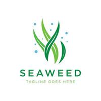 Natural seaweed and coral reef logo design template vector illustration.