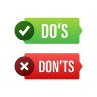 Do s and Don ts button. Flat simple thumb up symbol minimal round logotype element set. Vector illustration