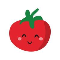 rojo tomate Fruta linda personaje mascota vector diseño.