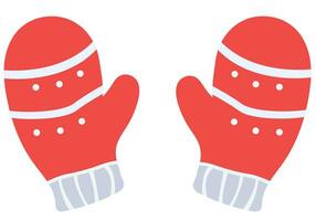 Winter gloves element. Red mittens. vector