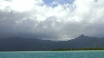 Picturesque view of strand and Indian Ocean from yacht, Mauritius Island video