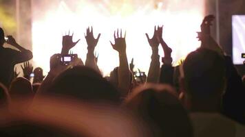 A happy crowd on an open air concert video