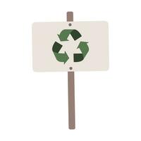 Vector recycle symbol with signboard flat icon.