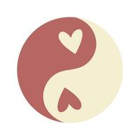 Yin yang symbol with love symbol. vector