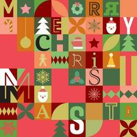 Merry Christmas and Christmas elements punchy style vector illustration.