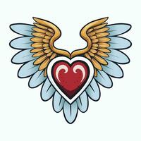Heart with wings basic logo vector isolated on white background