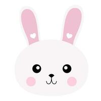 Rabbit in cartoon style, cute rabbit face vector. vector