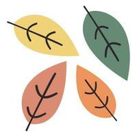 Vector abstract hand drawn leaf flat icon.