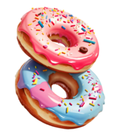 waterverf en schilderij schattig aardbei donut element. digitaal schilderij van toetje en bakkerij met voedsel illustratie. ai gegenereerd png