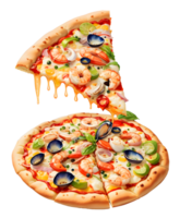 Watercolor and painting pizza homemade. Food illustration. AI Generated png