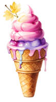 Watercolor fresh sweet colorful ice cream in summer. Homemade delicious bakery with dessert and food illustration. AI Generated png