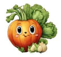 Watercolor and painting cute Vegetables cartoon for food illustration. AI Generated png