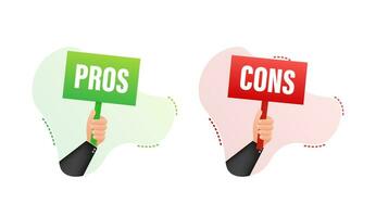 Pros cons comparison, Make Decision, optimal solutions. Correct Wrong. Vector stock illustration