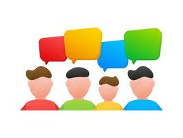 People Communicate, Ask Questions, Searching Solution. Dialog, chat speech bubble. Vector stock illustration