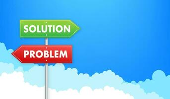 Solution and problem road sign. Vector stock illustration