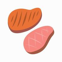 Set of meat collection with modern flat color. vector